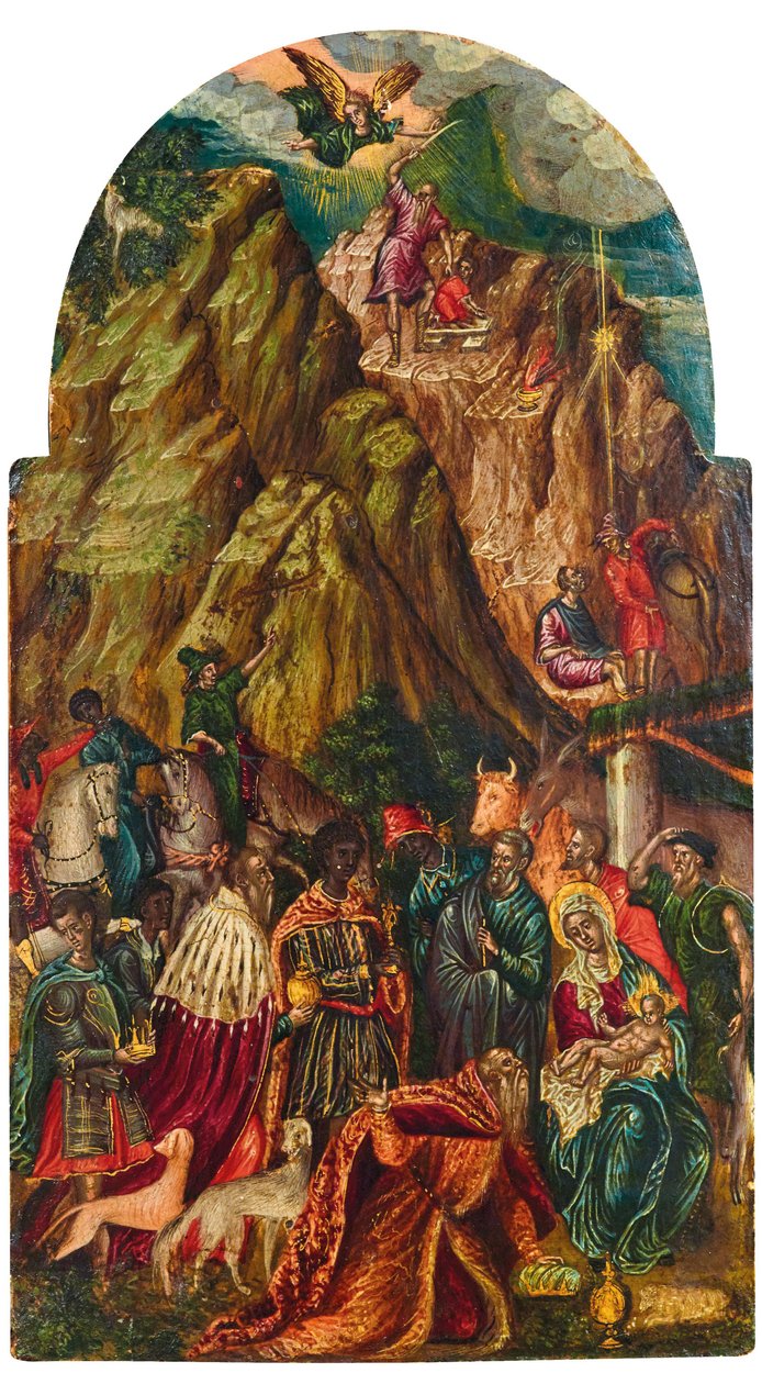 Isaacs ofring og magiernes tilbedelse, 1500-tallet. af Georgios Klontzas
