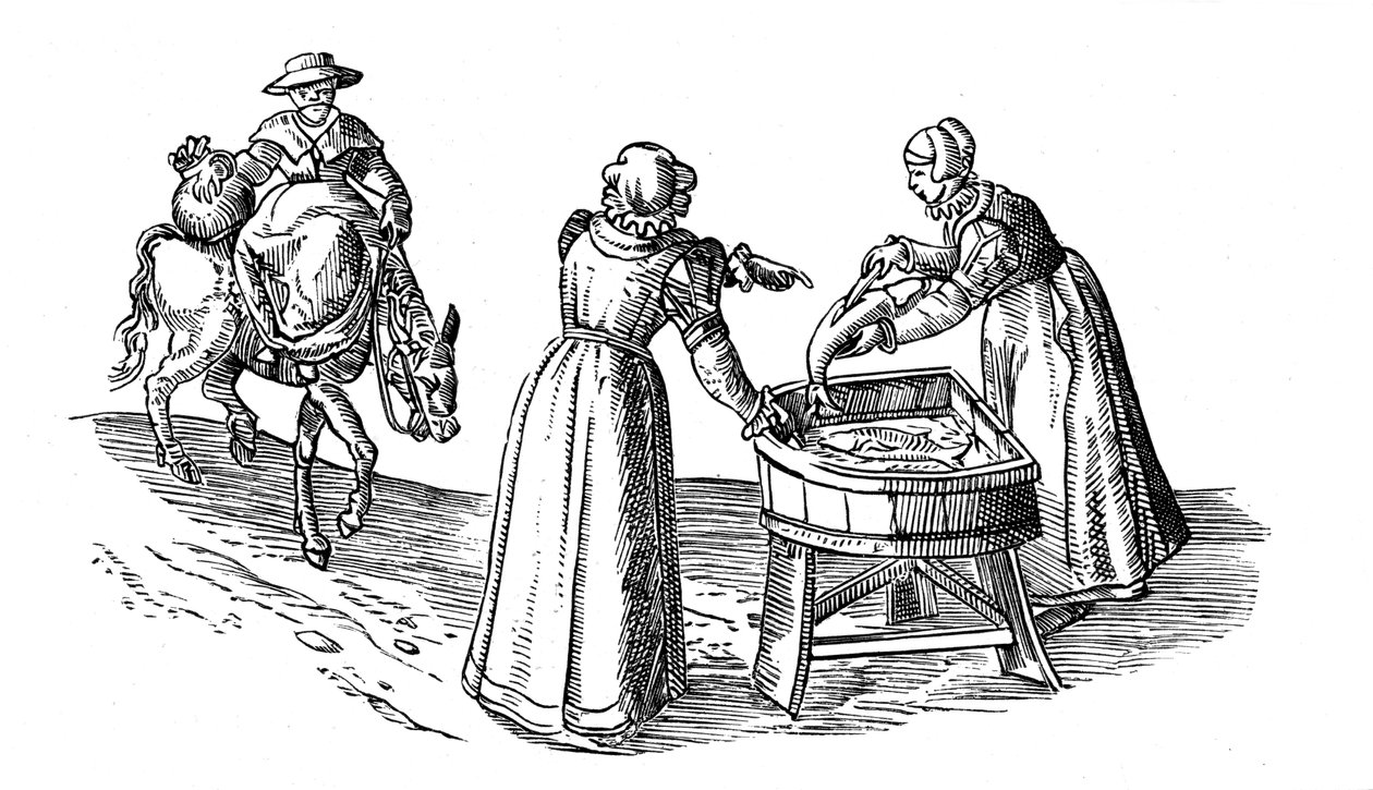 Fiskebod på et marked, 1572 af Georgius Braun