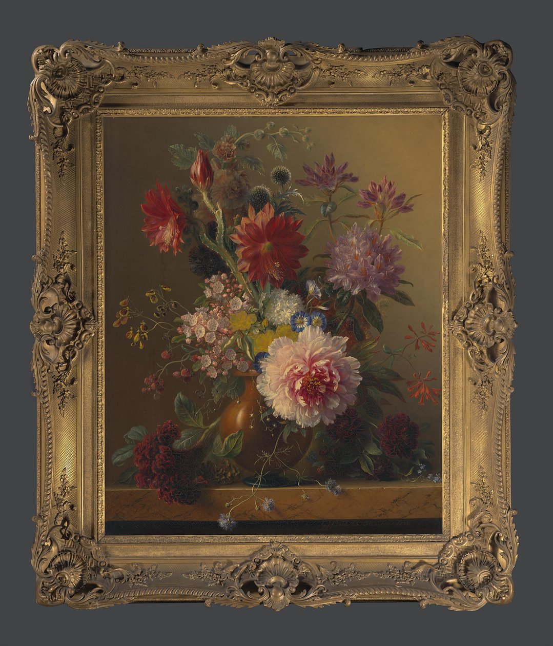 Blomsterstykke med pæon af Georgius Jacobus Johannes van Os