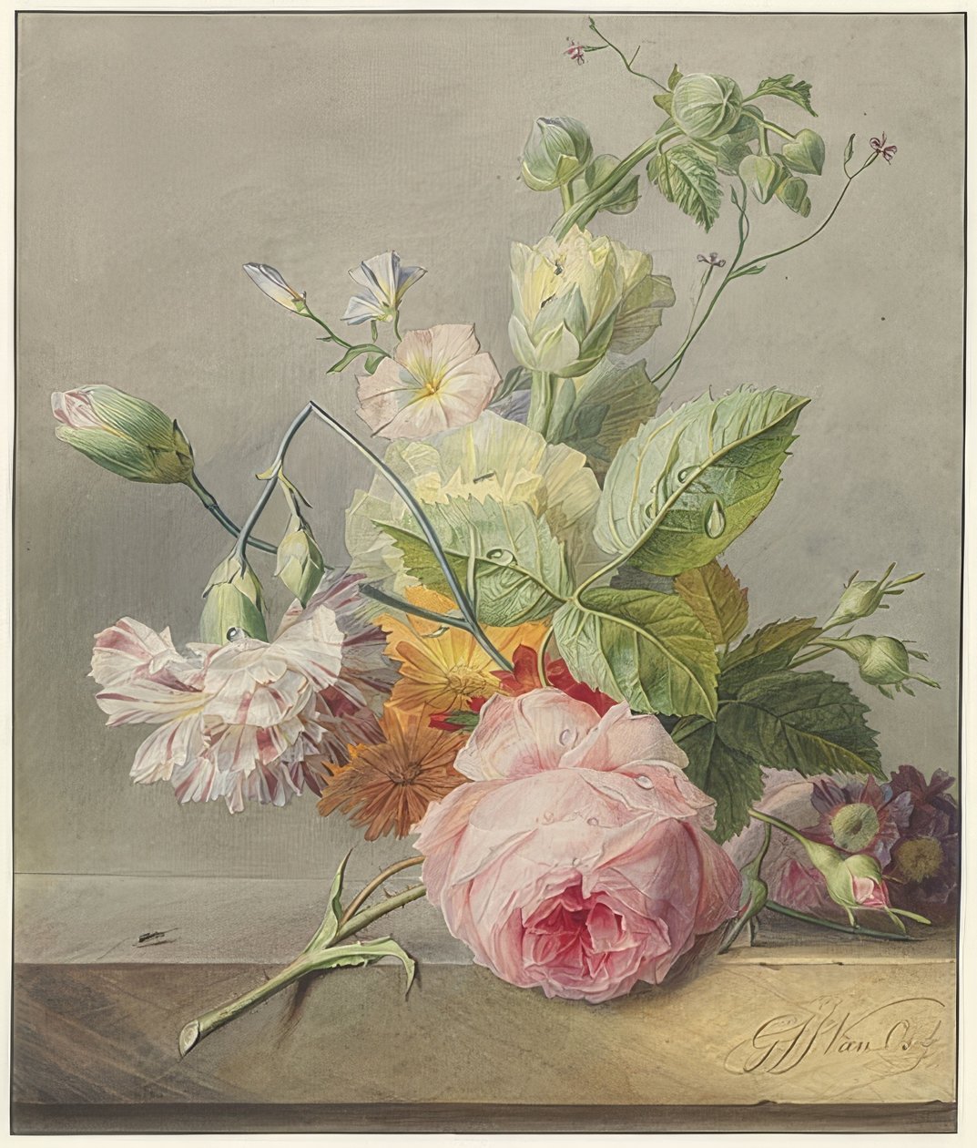 Stilleben med blomster. Omkring 1800-25 af Georgius Jacobus Johannes van Os