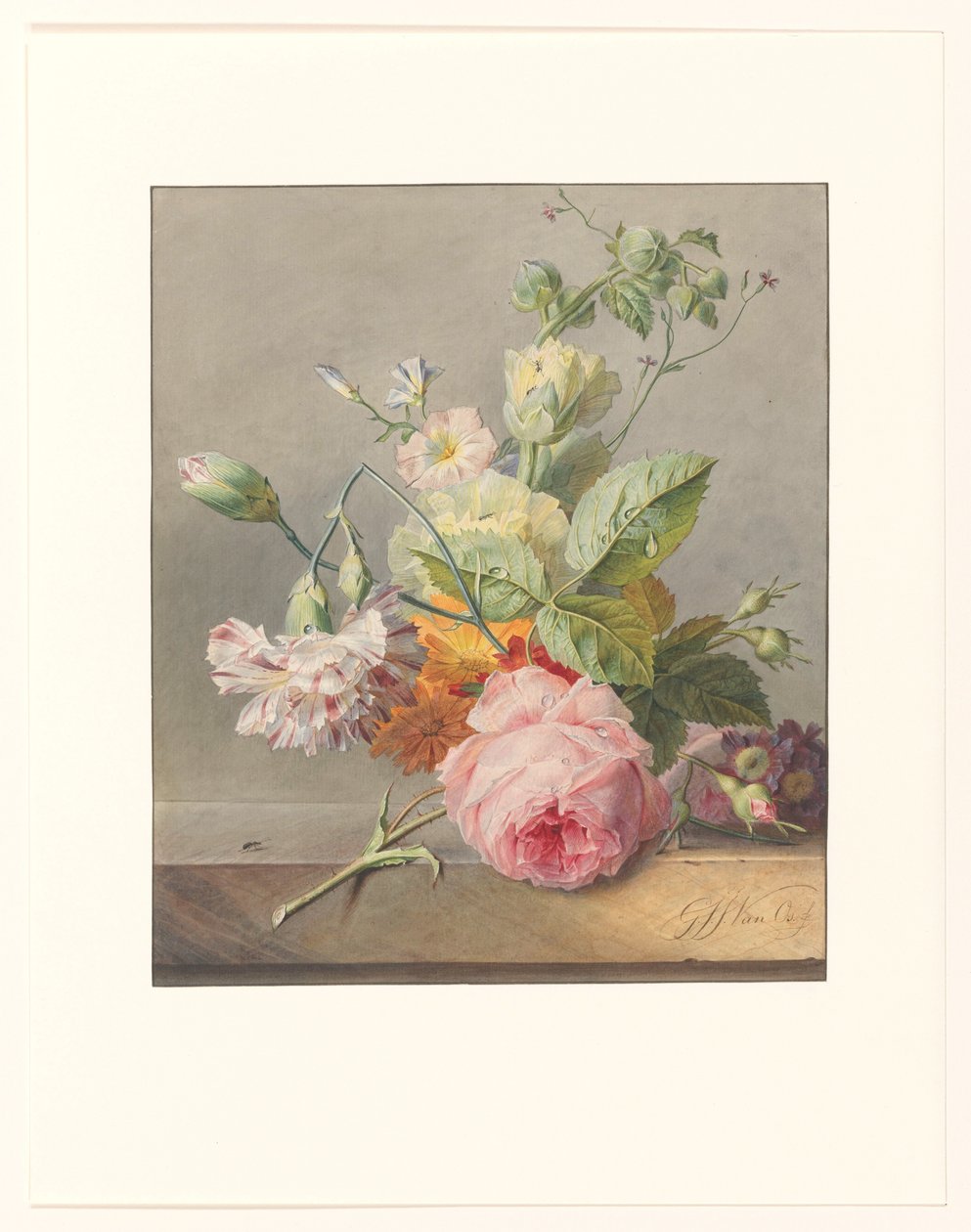 Blomsterstilleben blomsterarrangement af Georgius Jacobus Johannes van Os
