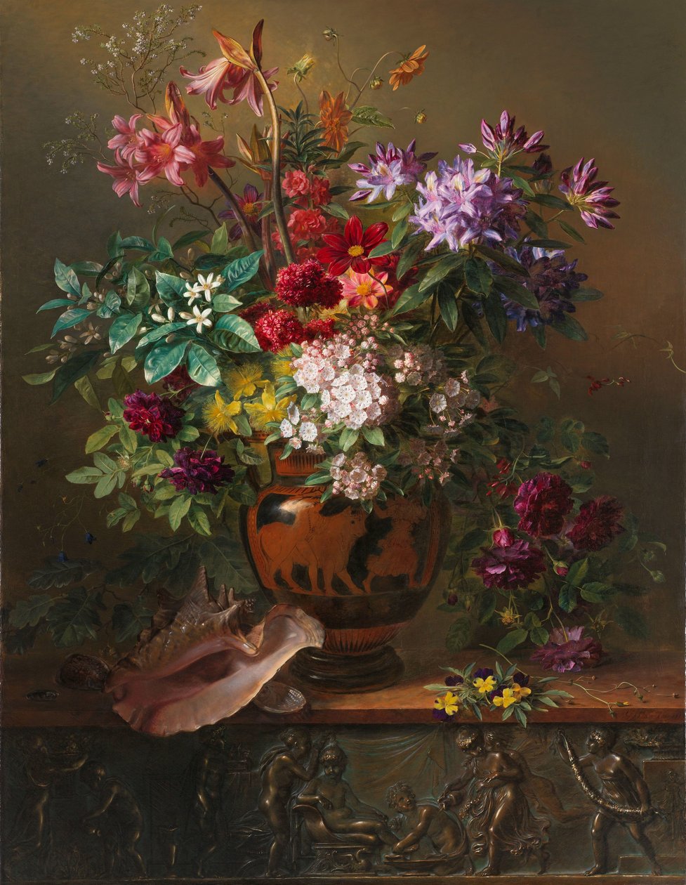 Stilleben med blomster i en græsk vase: Allegori om foråret Stilleben med blomster i en græsk vase: Allegori om foråret af Georgius Jacobus Johannes van Os