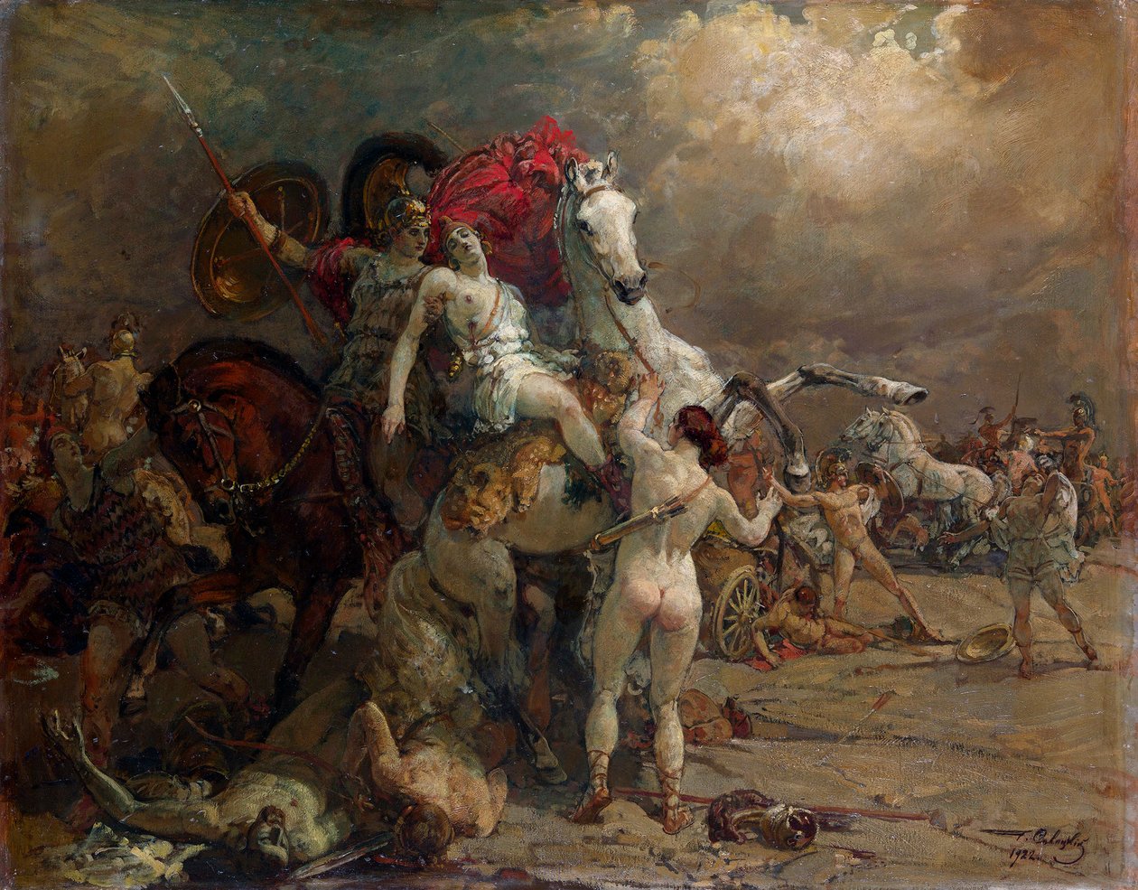 Den sårede kvindelige kriger Camille af Georgiy Konstantinovich Savitsky