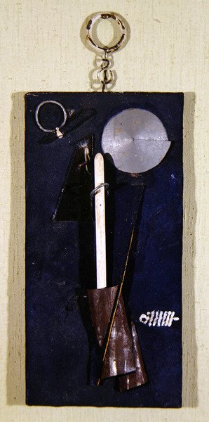 Russian Sailor (abstrakt komposition), ca. 1920 (blandet medier på træpanel) af Georgy (circle of) Stenberg