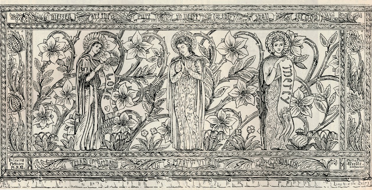 White Memorial alter Cloth, Parish Church, Cheddleton, c1891 af Gerald Callcott Horsley