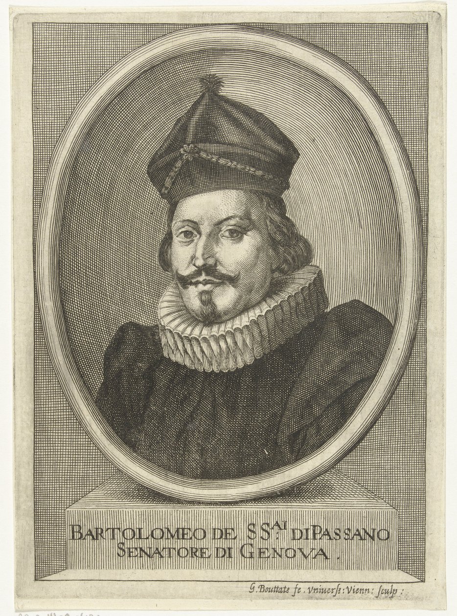 Retrato de Bartolomeo di Passano grabado af Gerard Bouttats