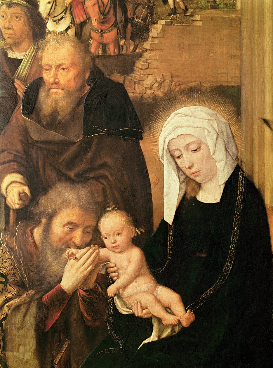 Magiernes tilbedelse (olie på egetræspanel) af Gerard David