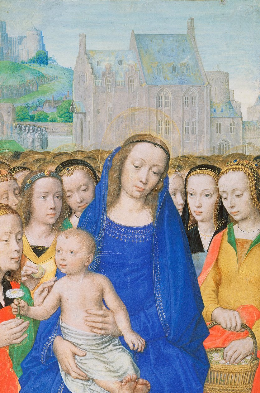 Jomfru og barn med kvindelige helgener af Gerard David