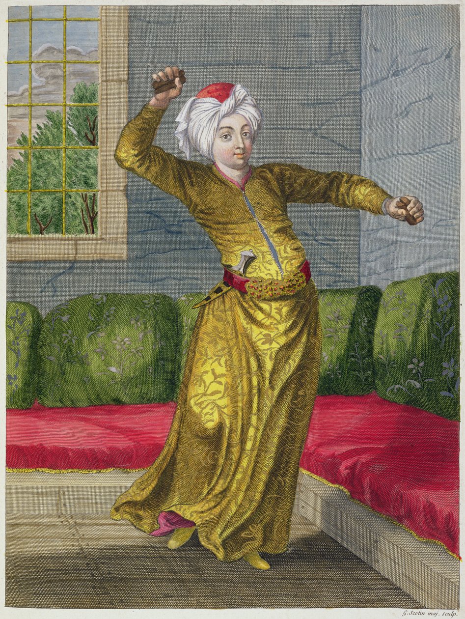 Tchingui, tyrkisk danser, 1700-tallet af Gerard Jean Baptiste Scotin