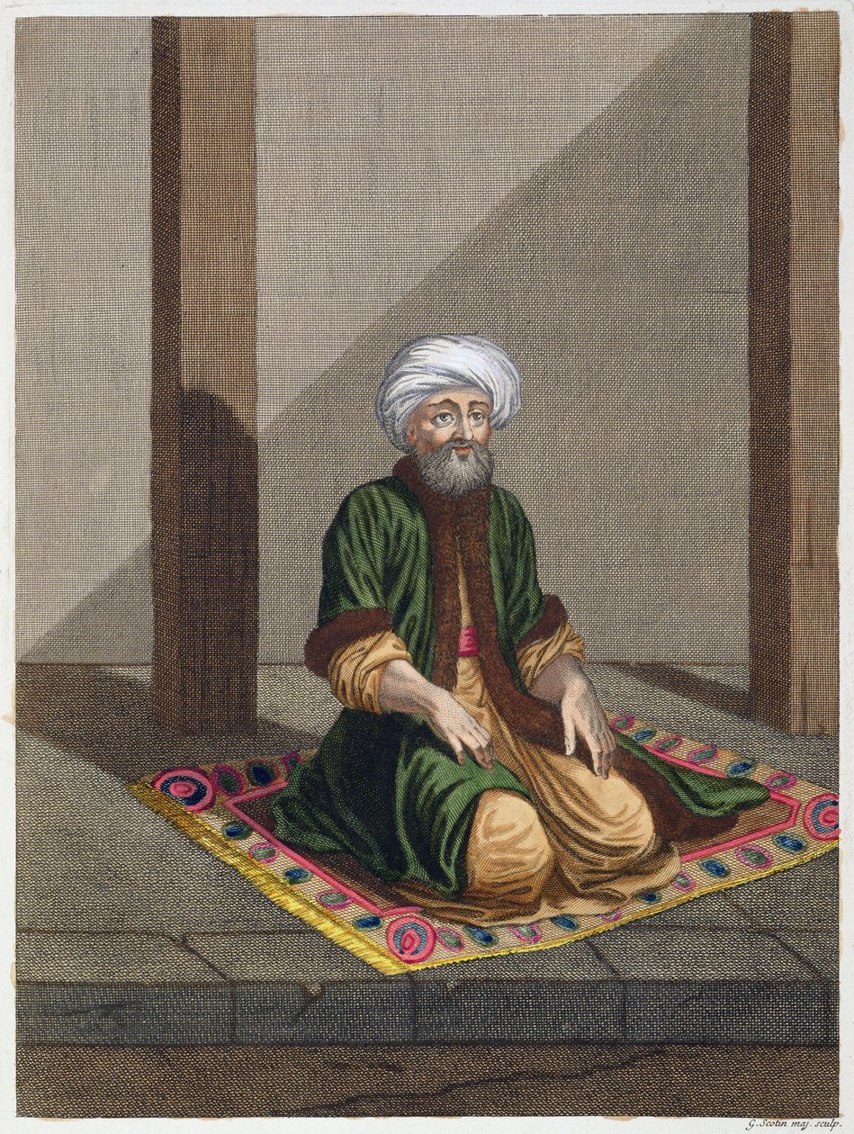 Tyrkisk mand, beder, 1700-tallet af Gerard Jean Baptiste Scotin