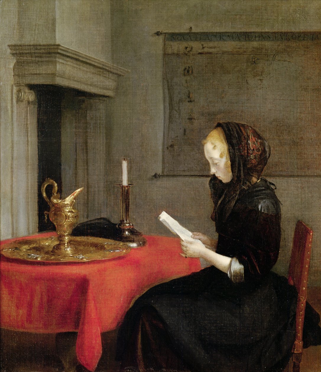 Kvinde læser, c.1662 af Gerard ter Borch