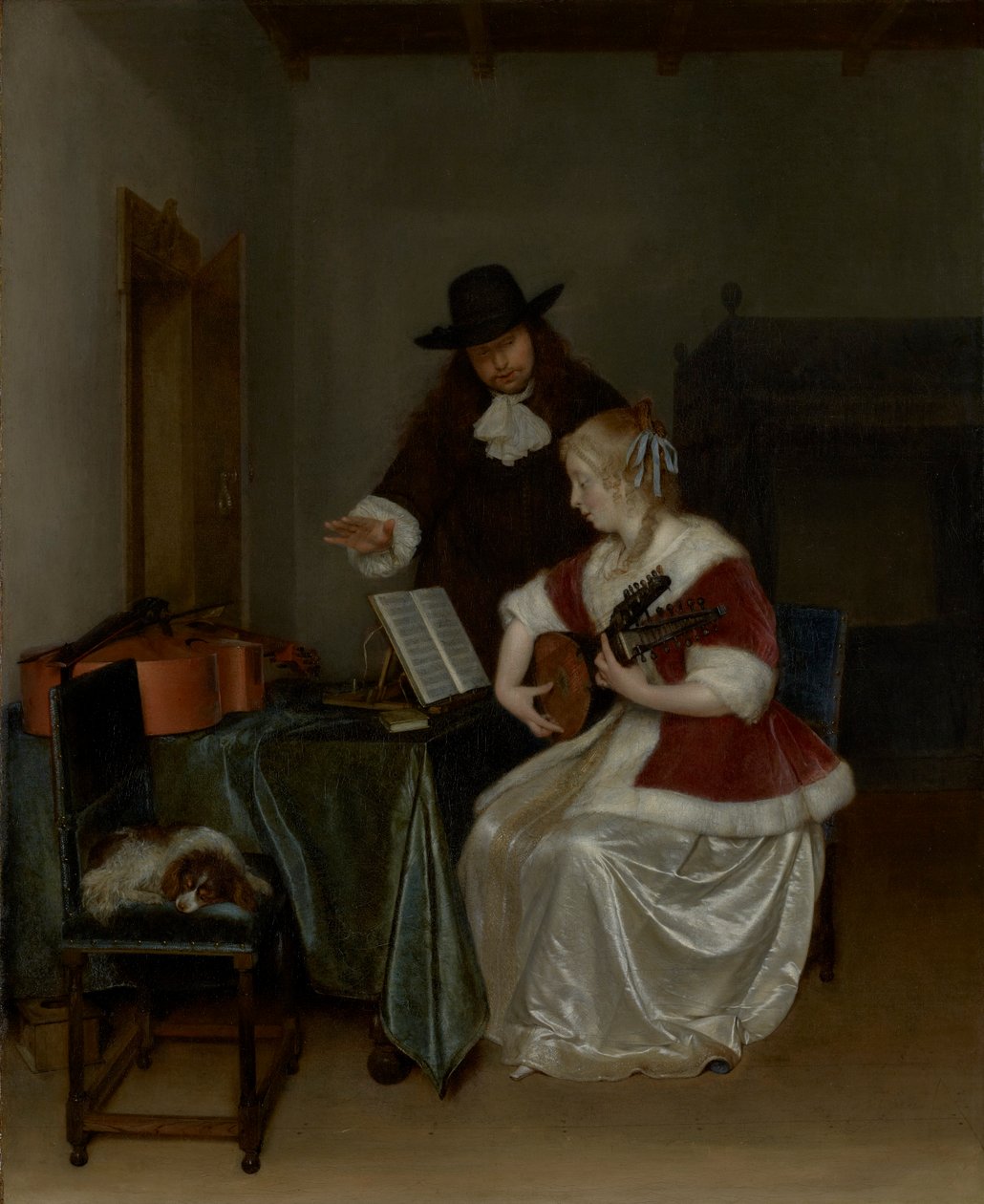 Musiklektionen af Gerard ter Borch