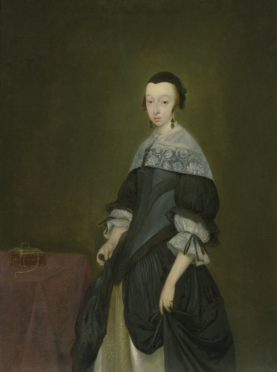 Portræt af en dame, ca.1667-8 (for par se 64507) af Gerard ter Borch