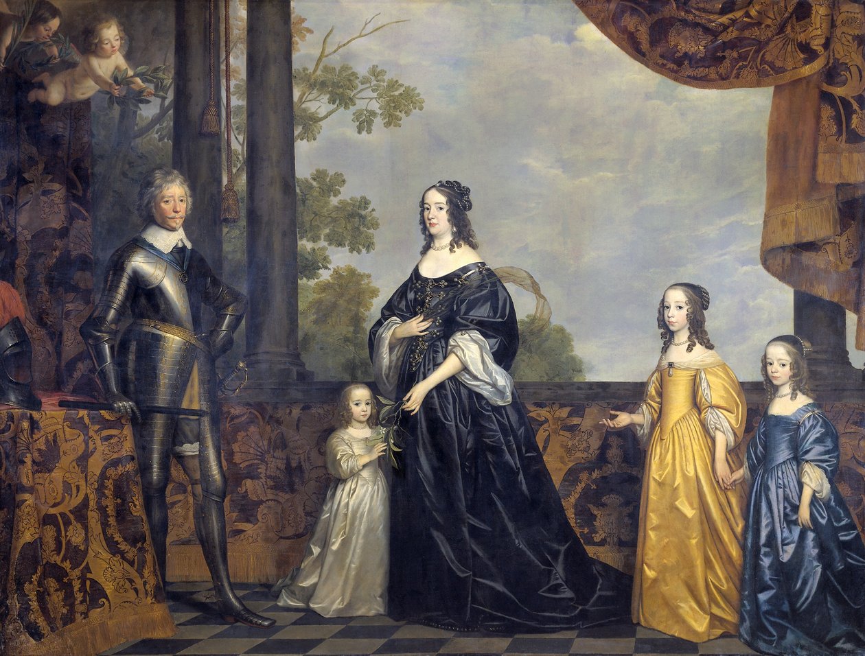 Gruppeportræt af Frederick Henry, prins af Orange (1584-1647), Amalia af Solms-Braunfels (1602-1675) og deres tre yngste døtre af Gerrit van Honthorst