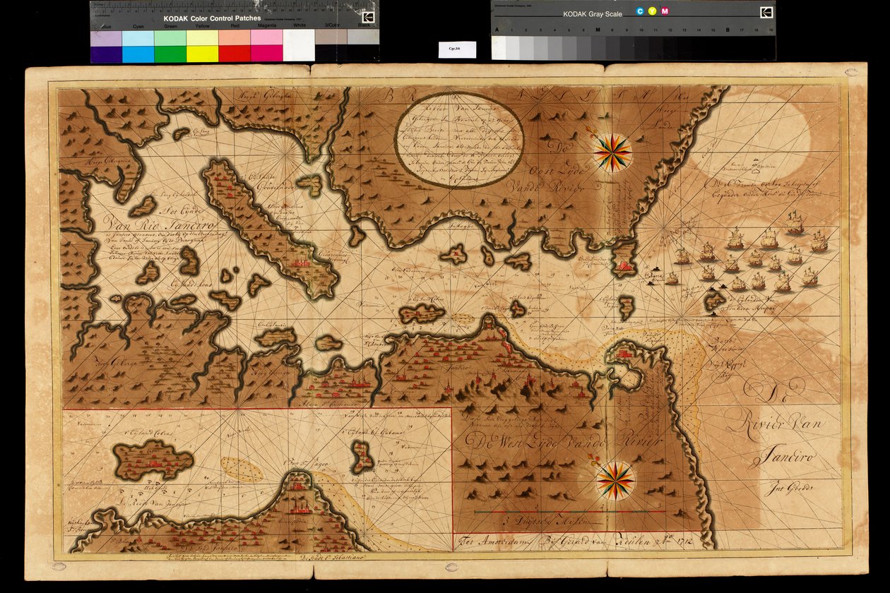 Kort over Rio de Janeiro-bugten, 1709-13 af Gerard van Keulen