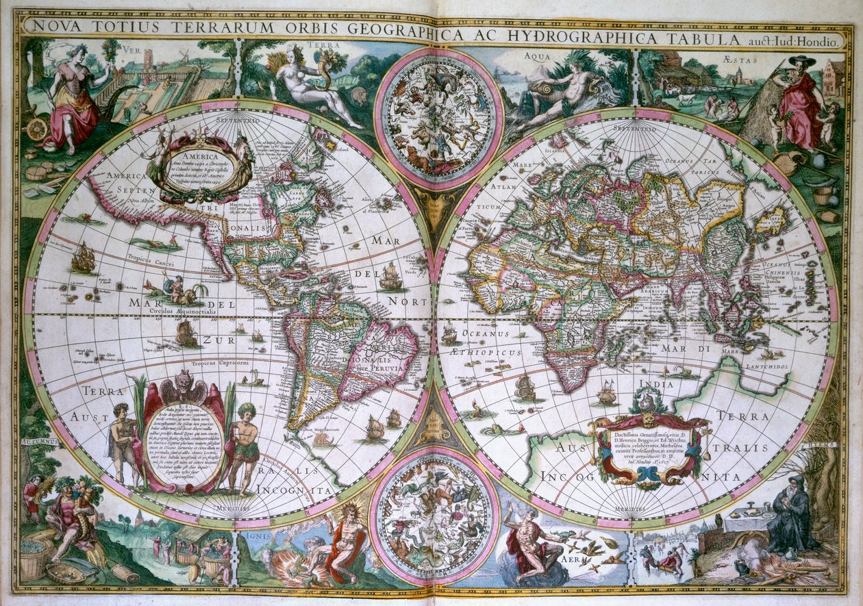 Verdenskort. Ny verden af ​​alle jorder af Gerard (after) Mercator