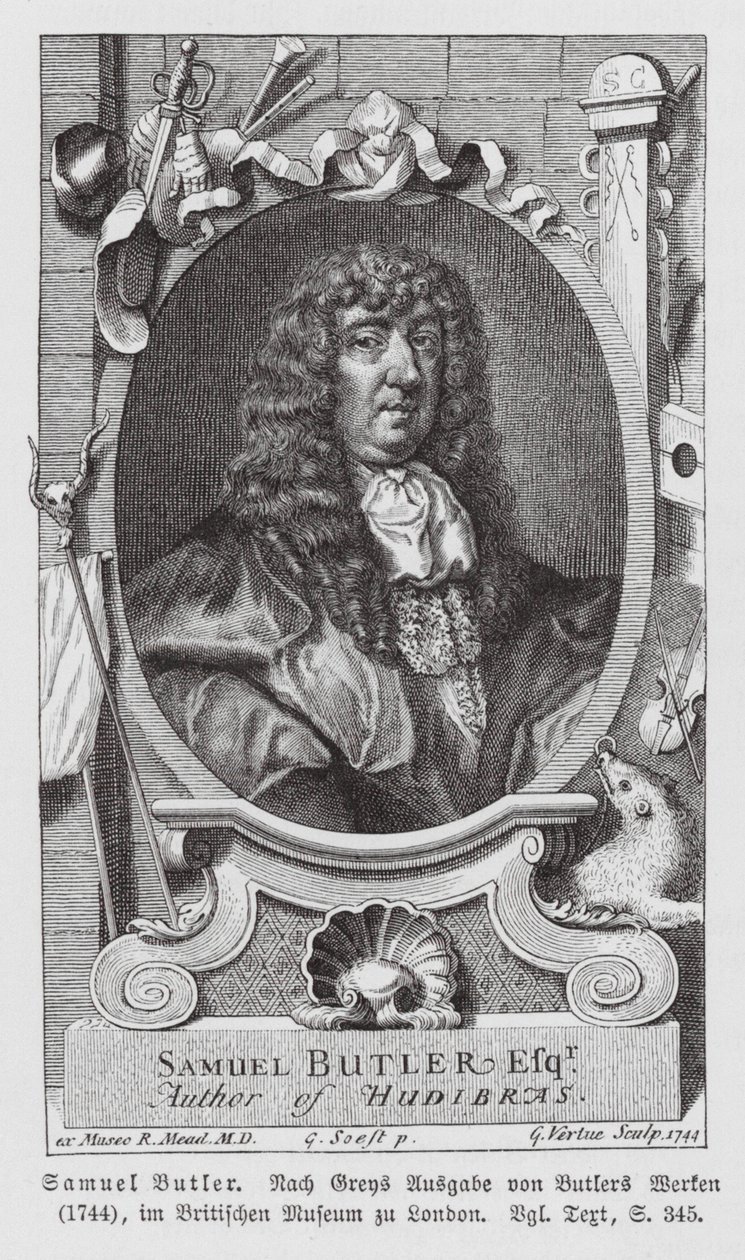 Samuel Butler, engelsk digter (kobberstik) af Gerard (after) Soest