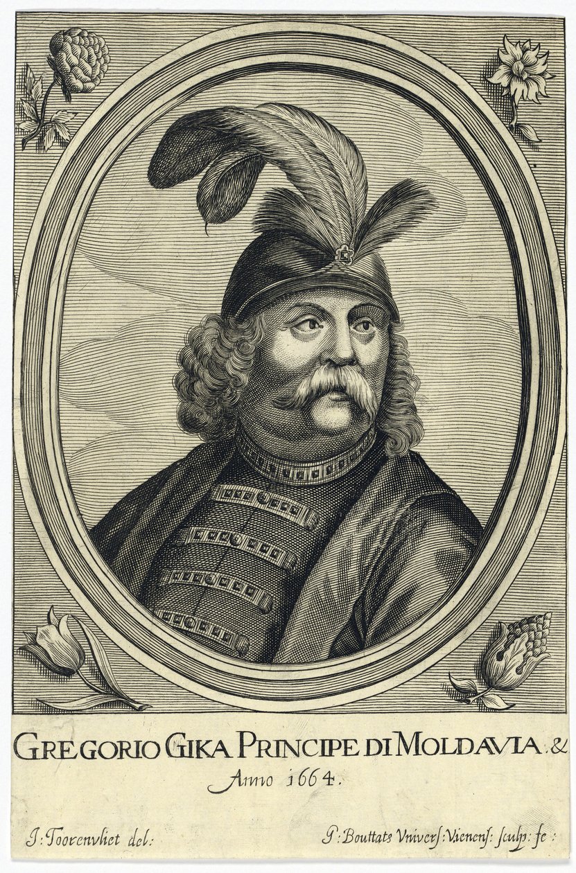 Grigore I Ghica (Ghika) (1628-1675), Prince of Wallachia par boutats, Gerard (ca. 1630-efter 1668). Kobbergravering, CA 1664, privat samling af Gerard Bouttats