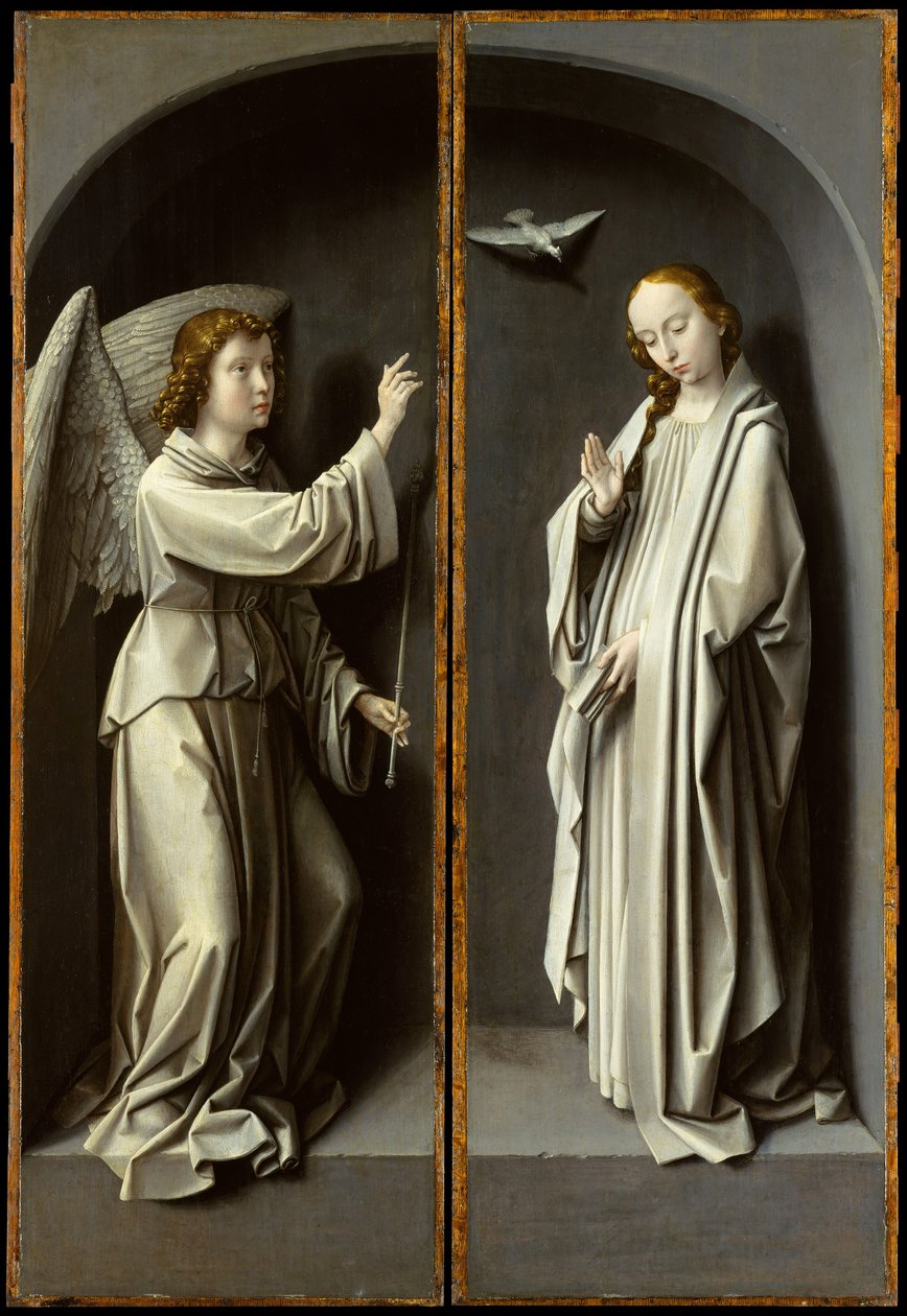 Ærkeenglen Gabriel, Jomfruen bebudede, ca. 1510. af Gerard David