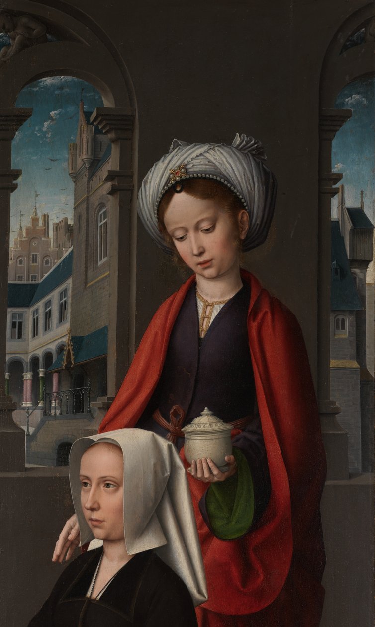 Detalje af et udvendigt panel af Kristi dåb, ca. 1502-08 (olie på panel) af Gerard David