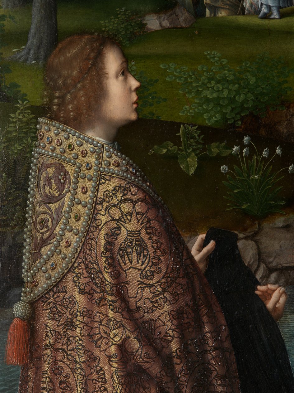 Detalje af det centrale panel af Kristi dåb, ca. 1502-08 (olie på panel) af Gerard David