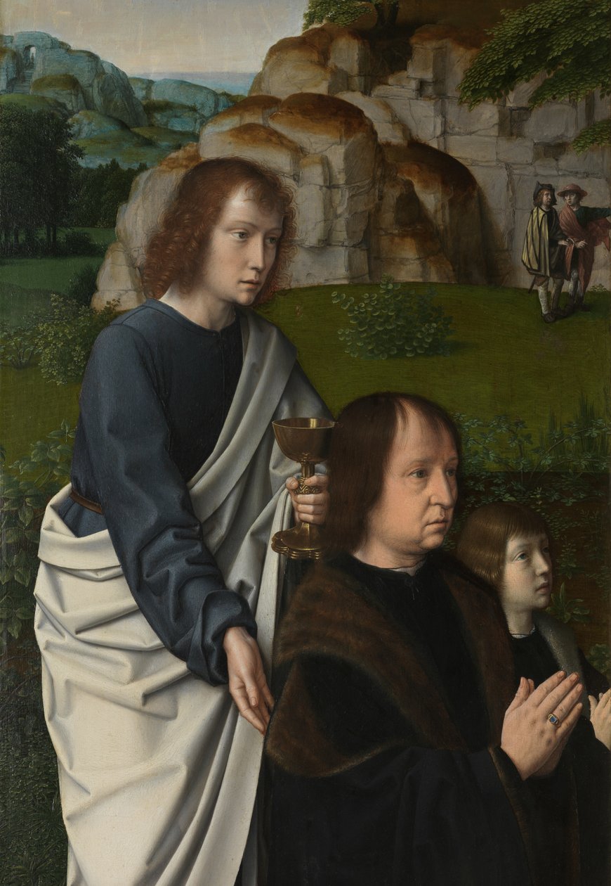Detalje af venstre panel af Kristi dåb, ca. 1502-08 (olie på panel) af Gerard David