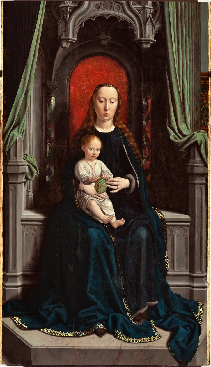 Tronet Madonna med barn eller Madonna af druer, midterpanelet på Cervara-altertavlen af Gerard David