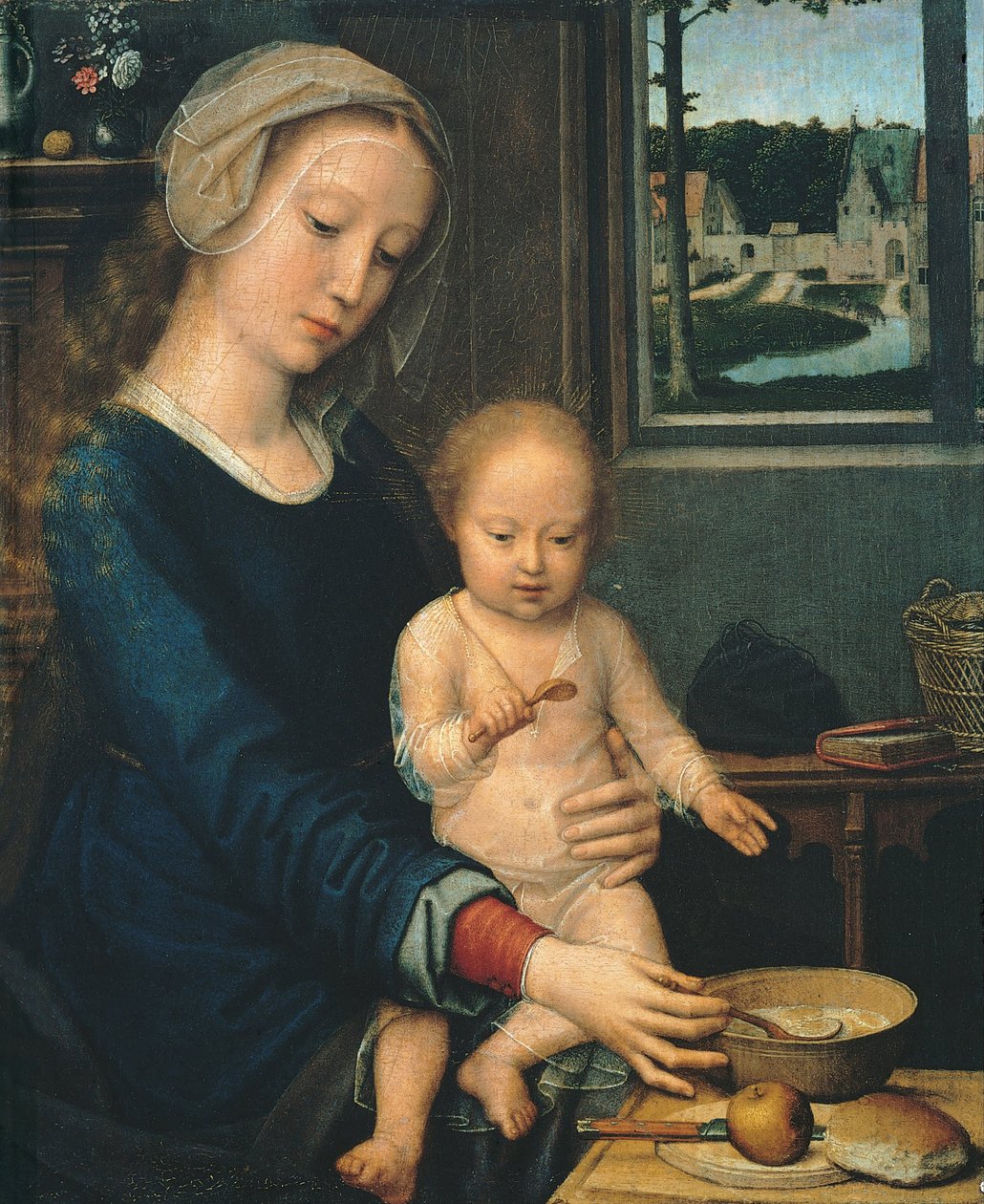 Madonna og barn med mælkesuppen, 1510-1515 af Gerard David