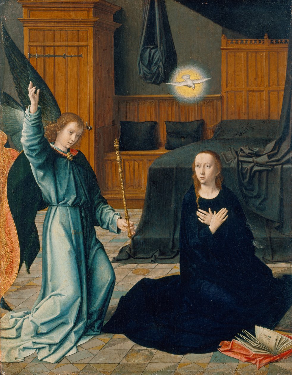 The Annunciation, n. 1509 (sekoitettu media tammella) af Gerard David