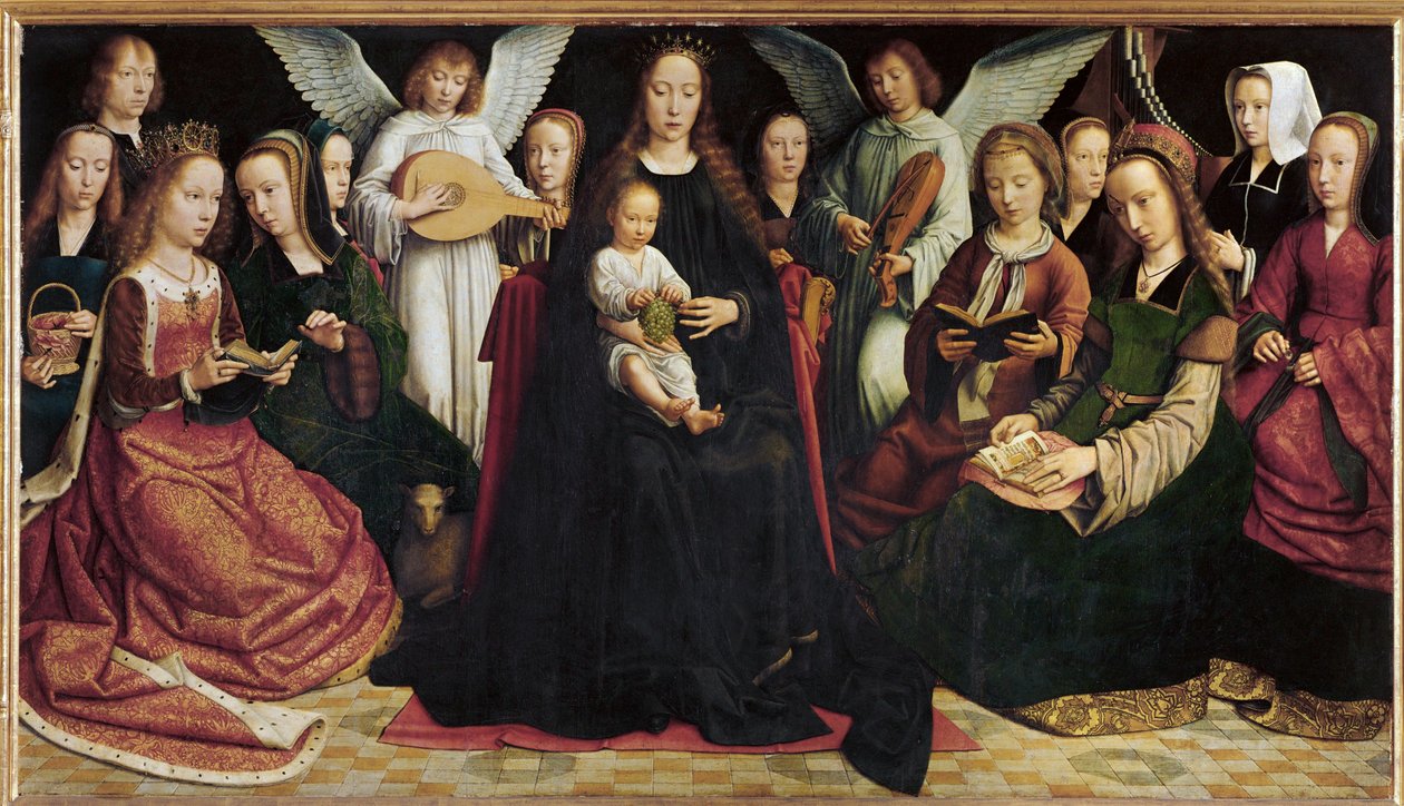 Jomfruen blandt jomfruerne (maleri på lærred) af Gerard David