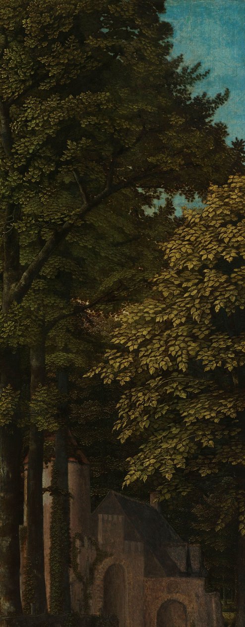 Udsigt i en skov, ydre venstre fløj af en triptykon af Gerard David