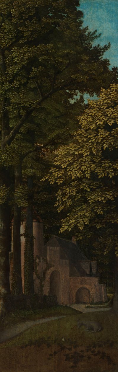Udsigt i en skov, yderste venstre fløj af en triptykon, ca. 1505-c. 1515 af Gerard David