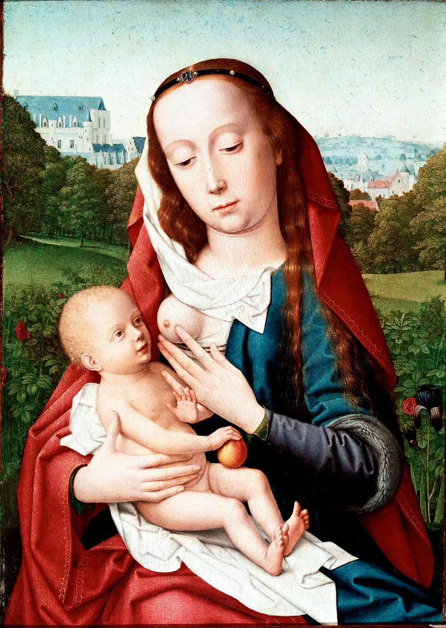 Jomfru og børnemaleri af Gerard David (1460-1523) Madrid, Musee Lazaro Galdiano af Gerard David