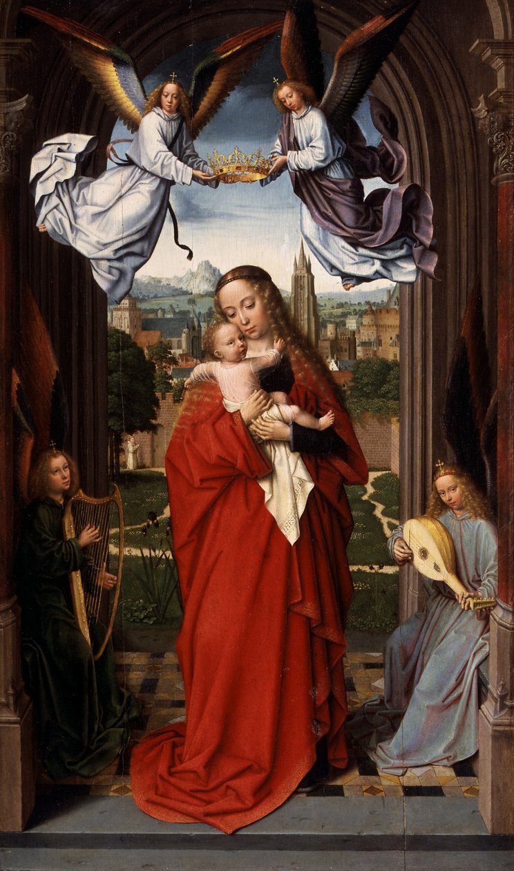 Jomfru og barn med fire engle af Gerard David