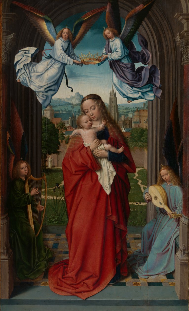 Jomfru og barn med fire engle, ca. 1510-15. af Gerard David