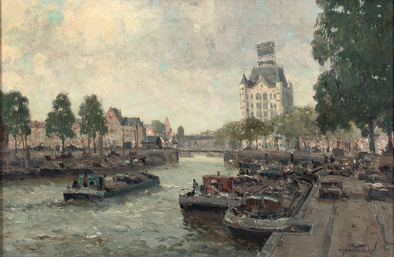 Udsigt over Witte Huis, Rotterdam (olie på lærred) af Gerard Delfgaauw