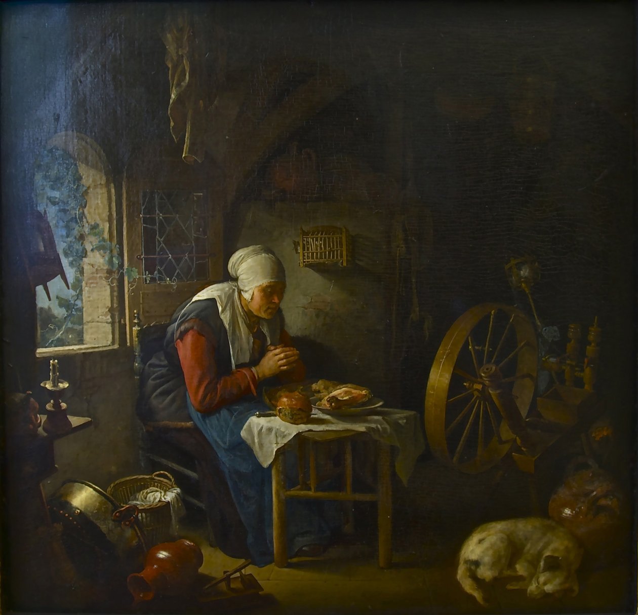 Spinderens bøn, 1645 af Gerrit Dou