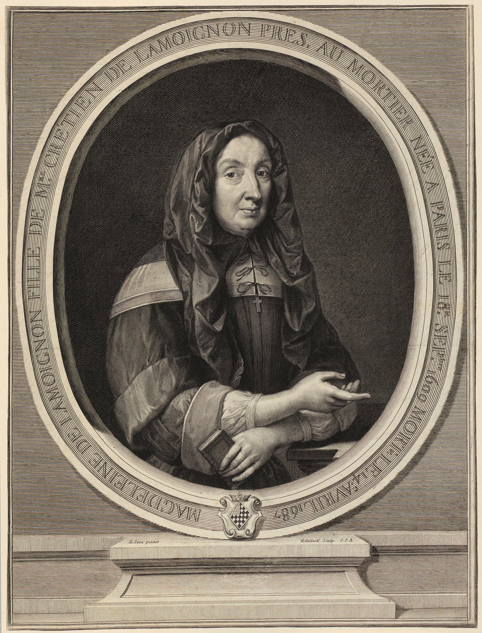 Portræt af Madeleine de Lamoignon af Gérard Edelinck