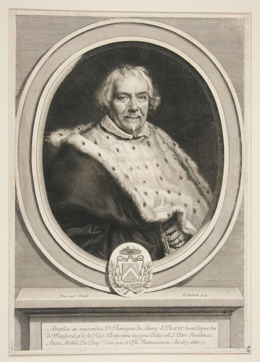 Remi Du Laury, rektor ved St. Pierre i Lille af Gérard Edelinck