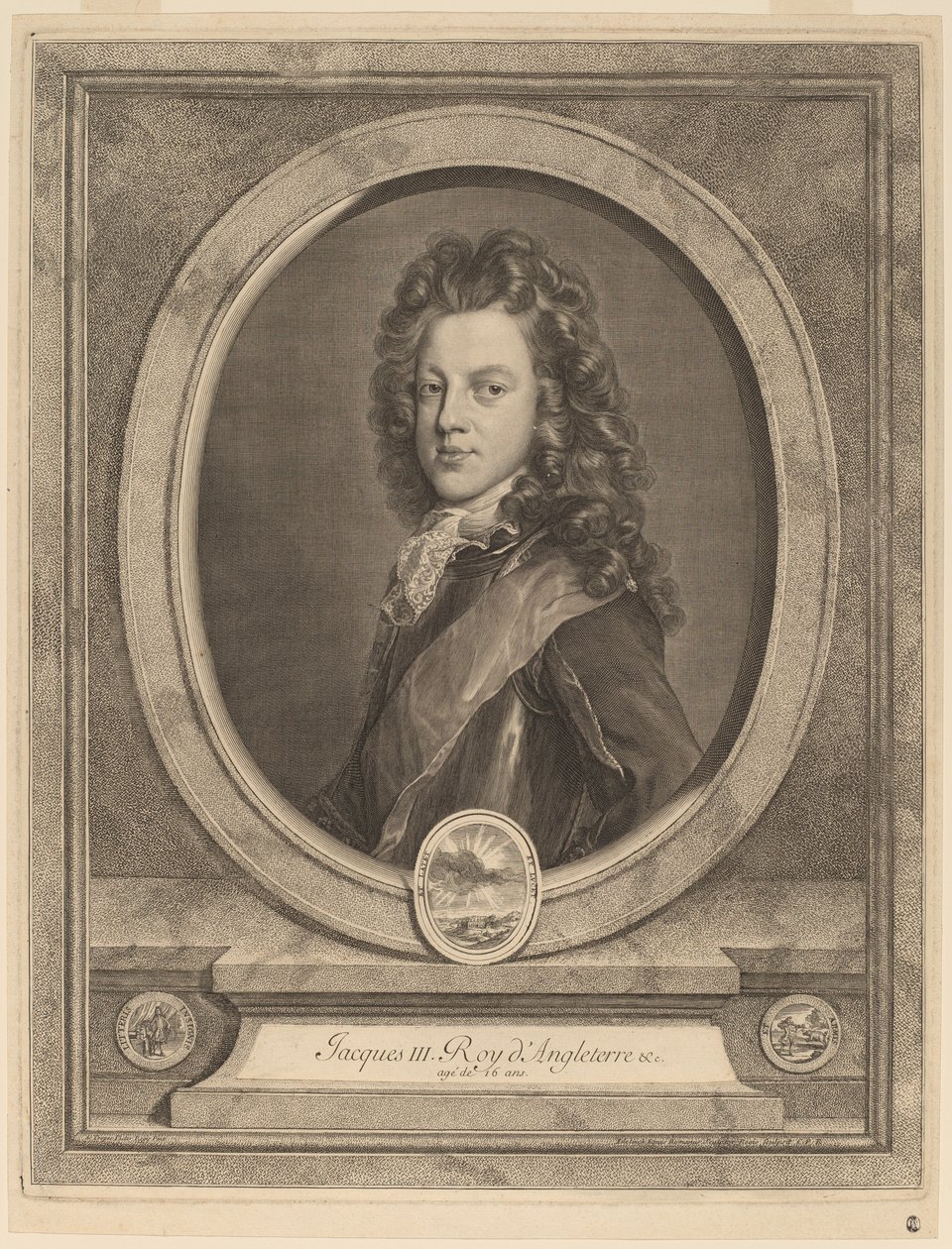 James III, Prins af Wales af Gerard Edelinck after François de Troy
