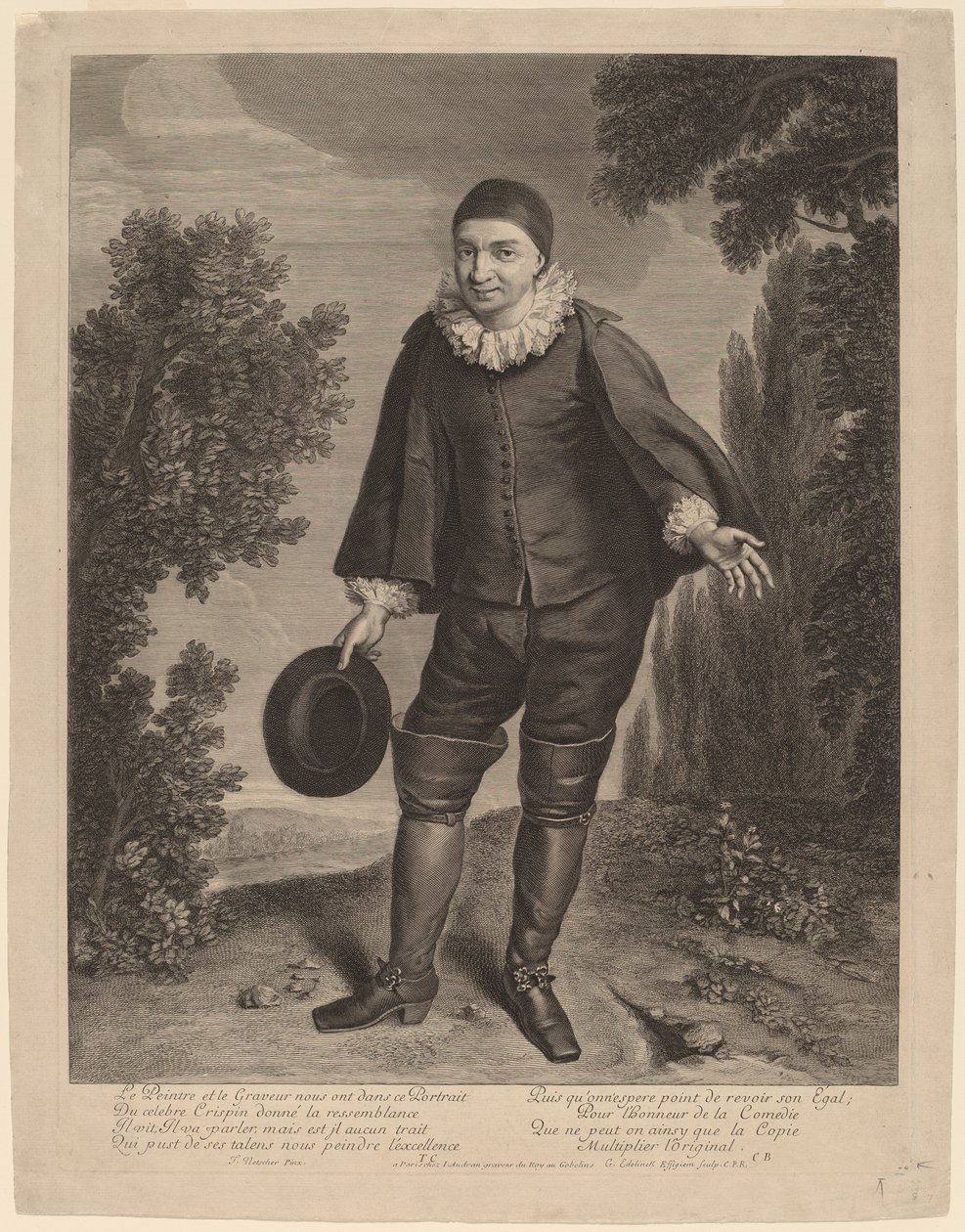 Raimond Poisson som Crispin af Gerard Edelinck after Theodor Netscher