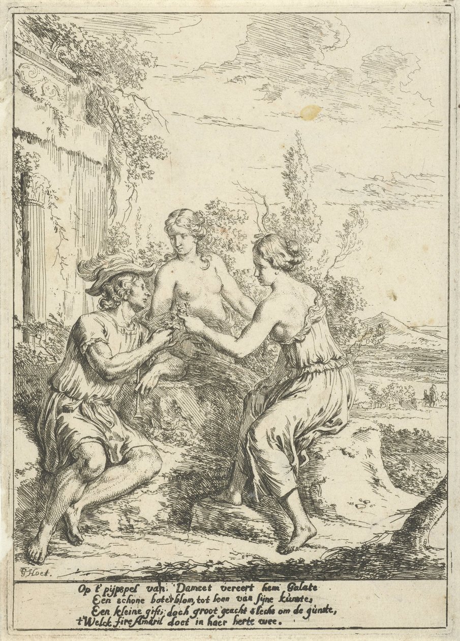 Pastoral scene med Dameet, Galate og Amaril af Gerard Hoet (I)