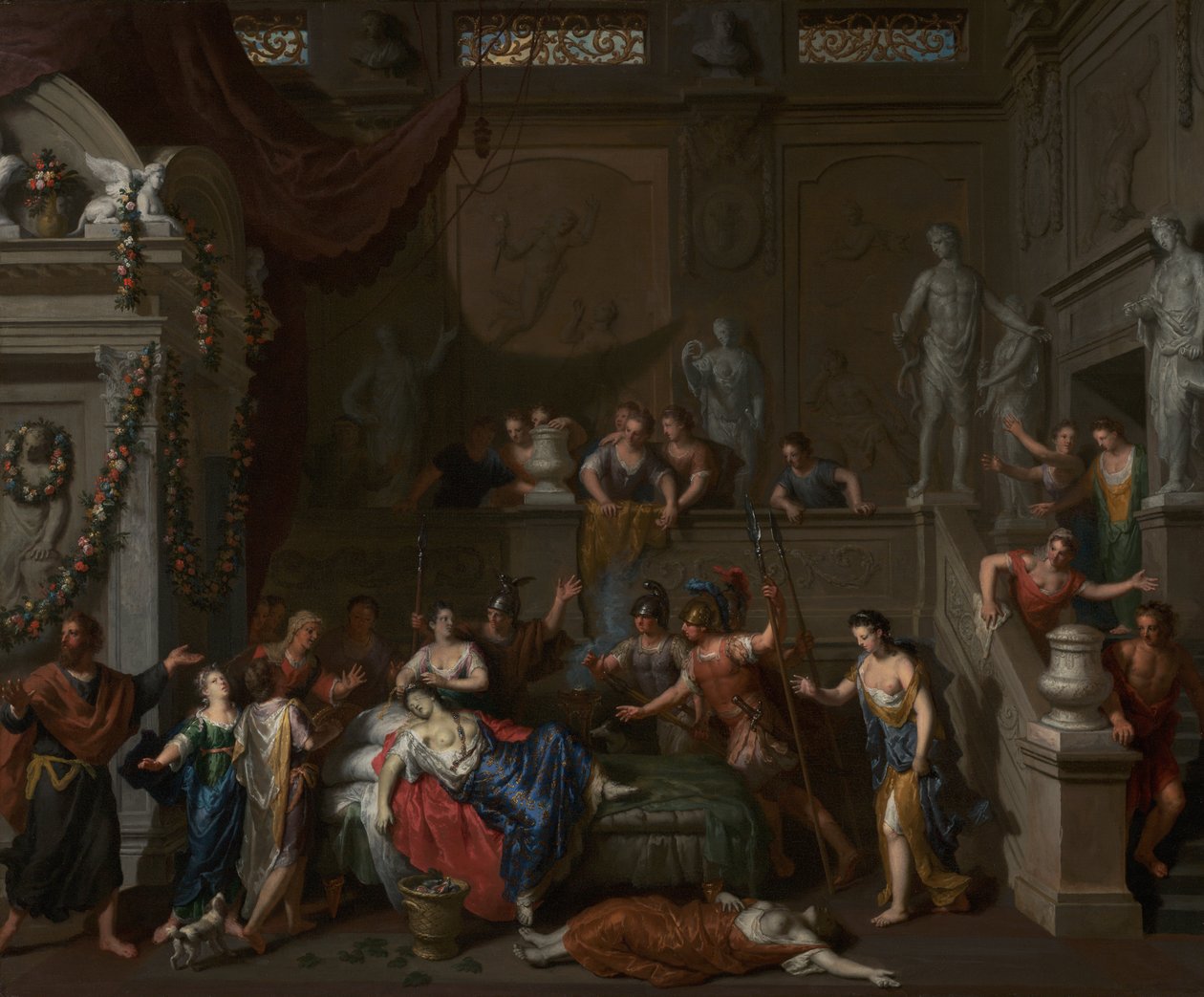The Death of Cleopatra, ca. 1700-10 (olie på lærred) af Gerard Hoet