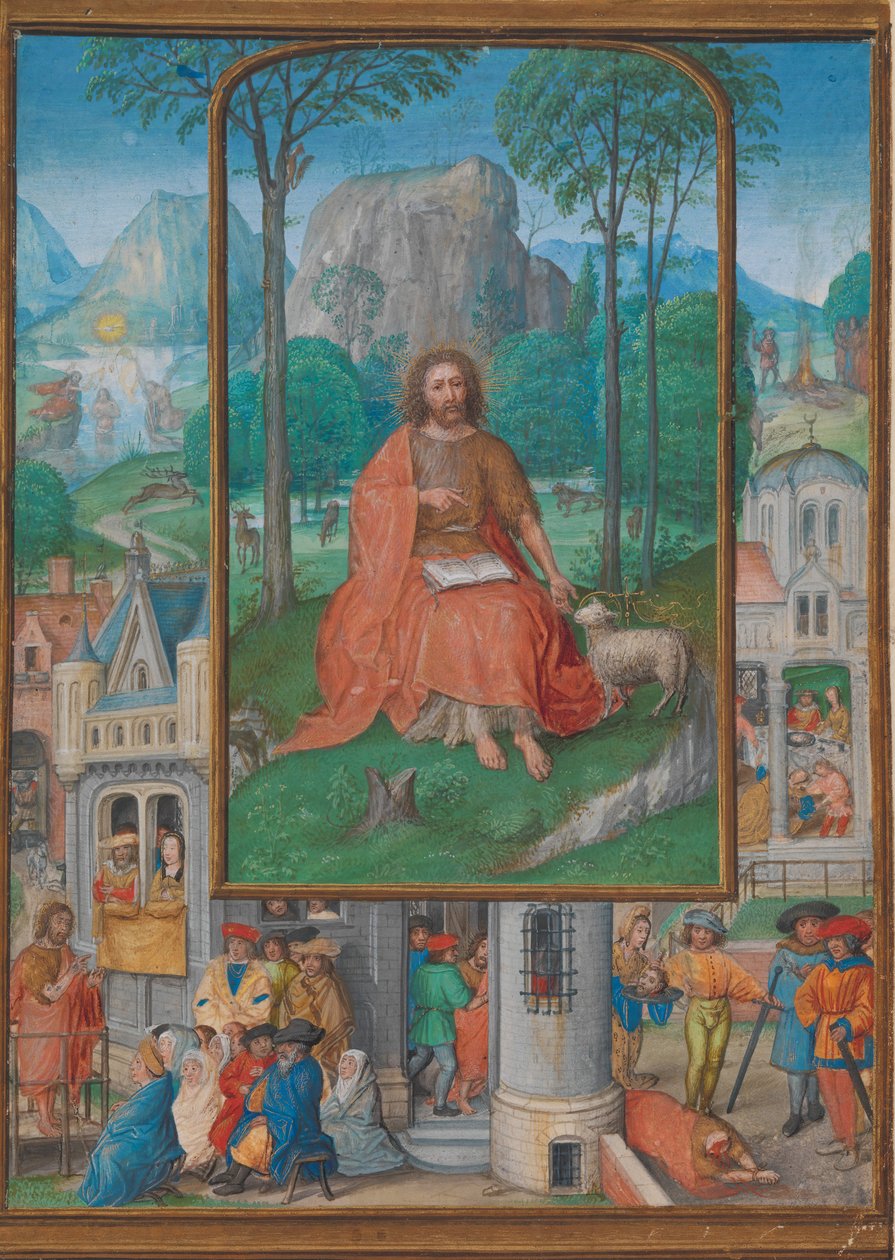 Manuskriptbelysning med scener fra Johannes Døberens liv, ca. 1515. af Gerard Horenbout