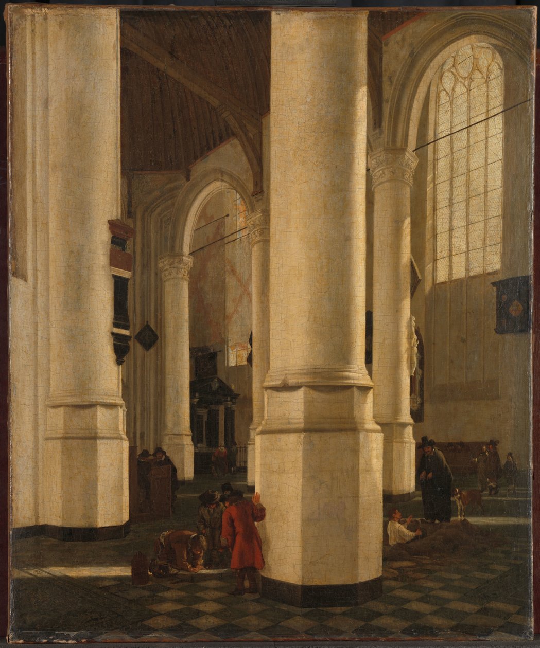 Interiør af Oude Kerk i Delft, med graven af ​​viceadmiral Pieter Pietersz Heijn af Gerard Houckgeest (attributed to)