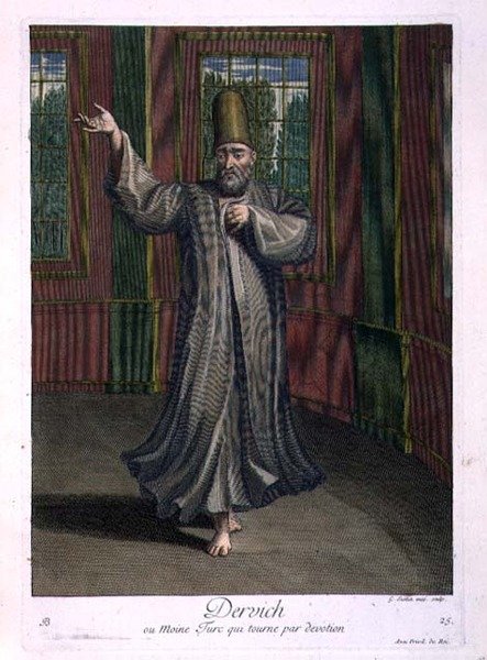Dervish, eller tyrkisk munk hvirvlende i hengivenhed af Gerard Jean Baptiste Scotin