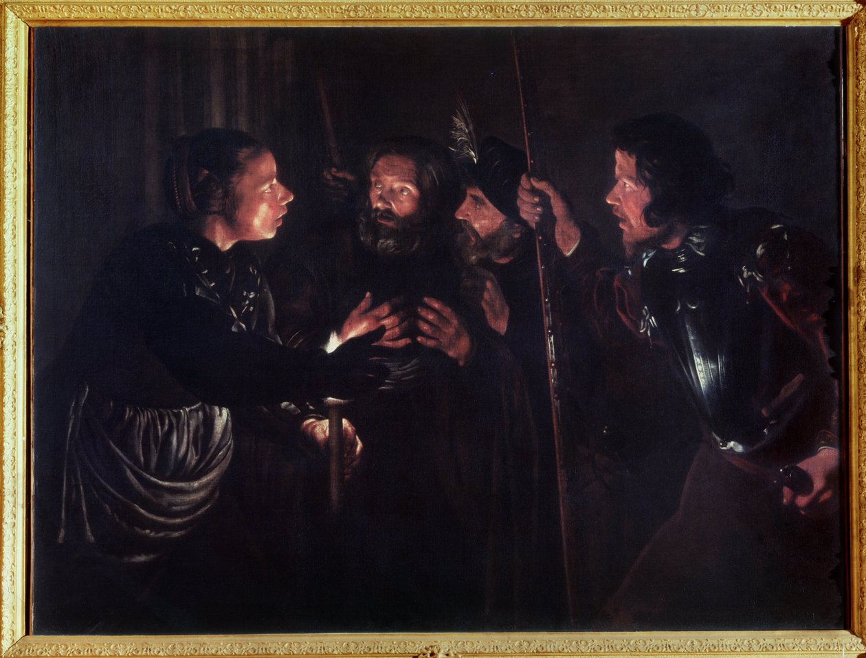 Sankt Peters benægtelse. Maleri af Gerard Seghers (1591-1651). Olie på lærred af Gerard Seghers