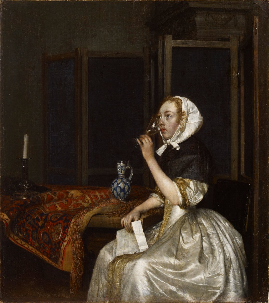 Lady Holder et Vinglas, ca 1665. af Gerard Ter Borch the Younger