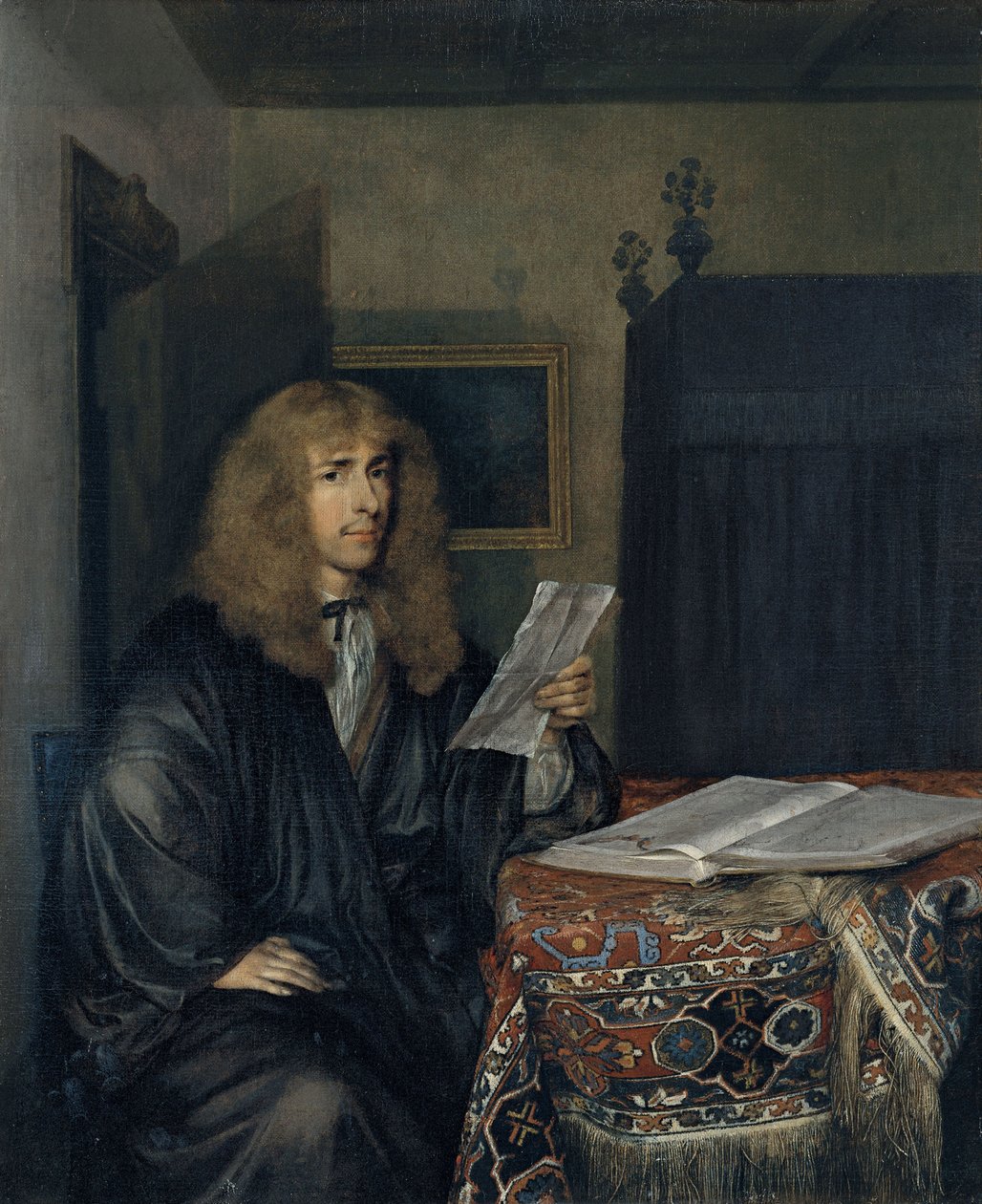 Portræt af en mand, der læser et dokument af Gerard Ter Borch the Younger