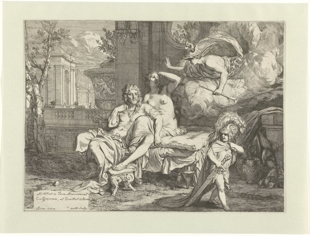 Hermes beordrer Calypso til at frigive Odysseus af Gerard Valck
